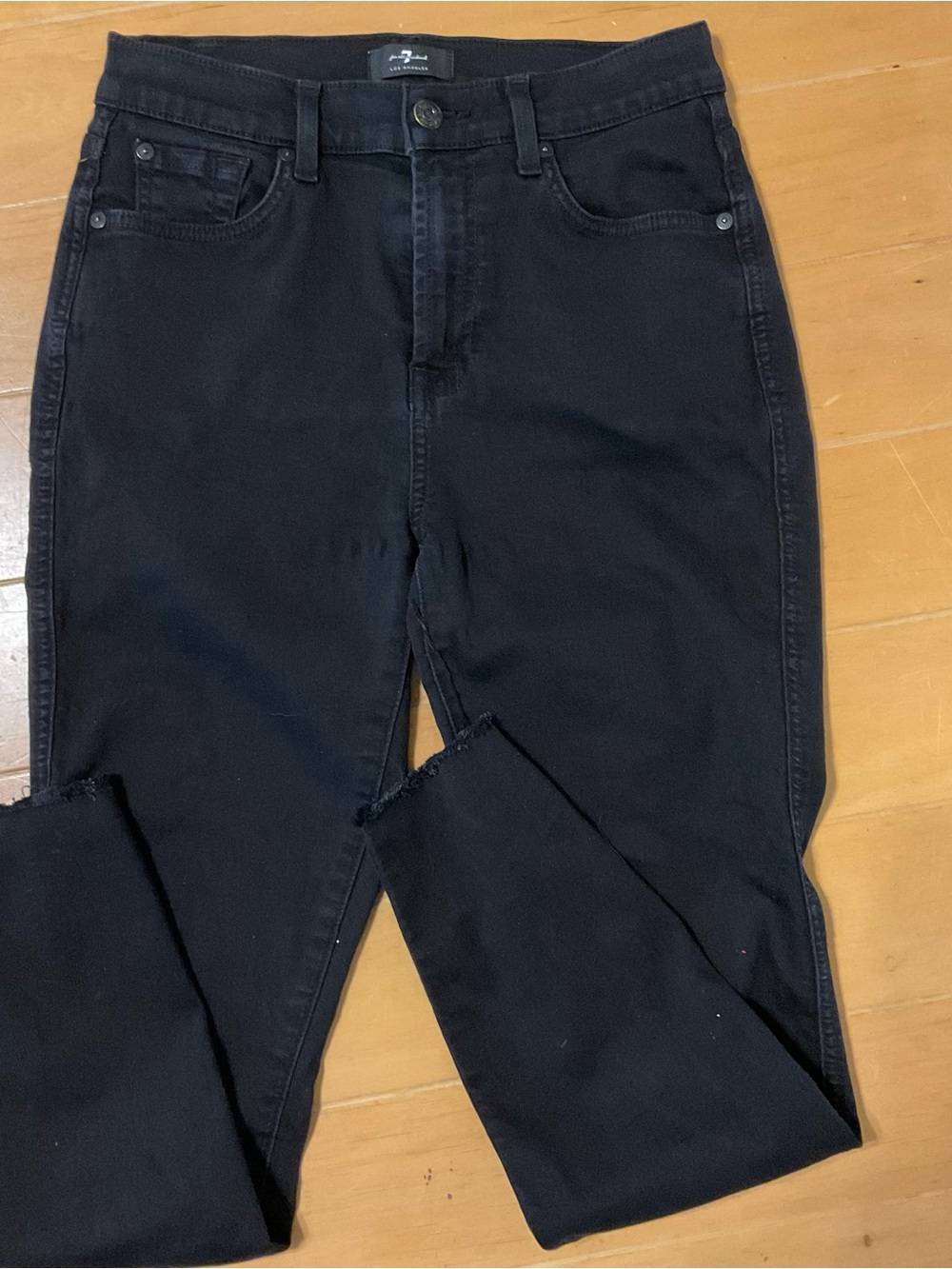 7 For All Mankind Black High-Rise Slim Jeans